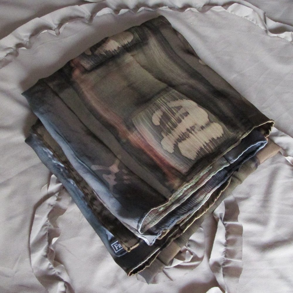 Large Vintage Designer Patchwork Silk Scarf - image 1